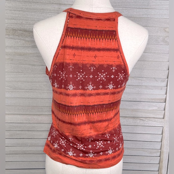 MUDD High Neck Halter Tank Top Boho Print Rust/Brick-Large - Picture 2 of 2